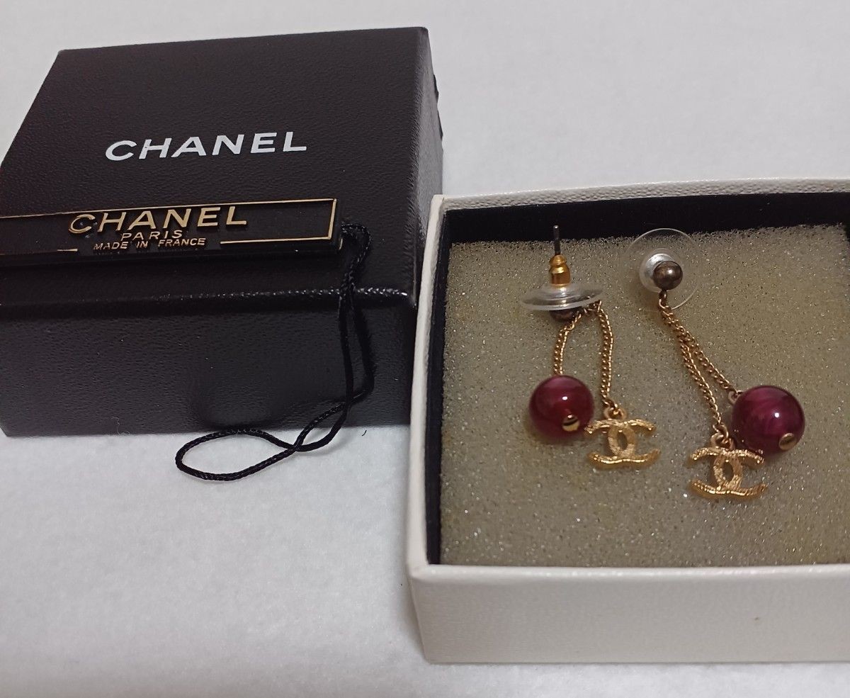 CHANEL Coco Mark Earrings Chain Gold Swing Design 0.8cm Logo 2.2cm Chain 0.8cm B