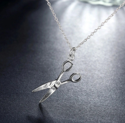 Silver Scissors Pendant Necklace, Hair Stylist, Barber, Craft – Stainless Steel