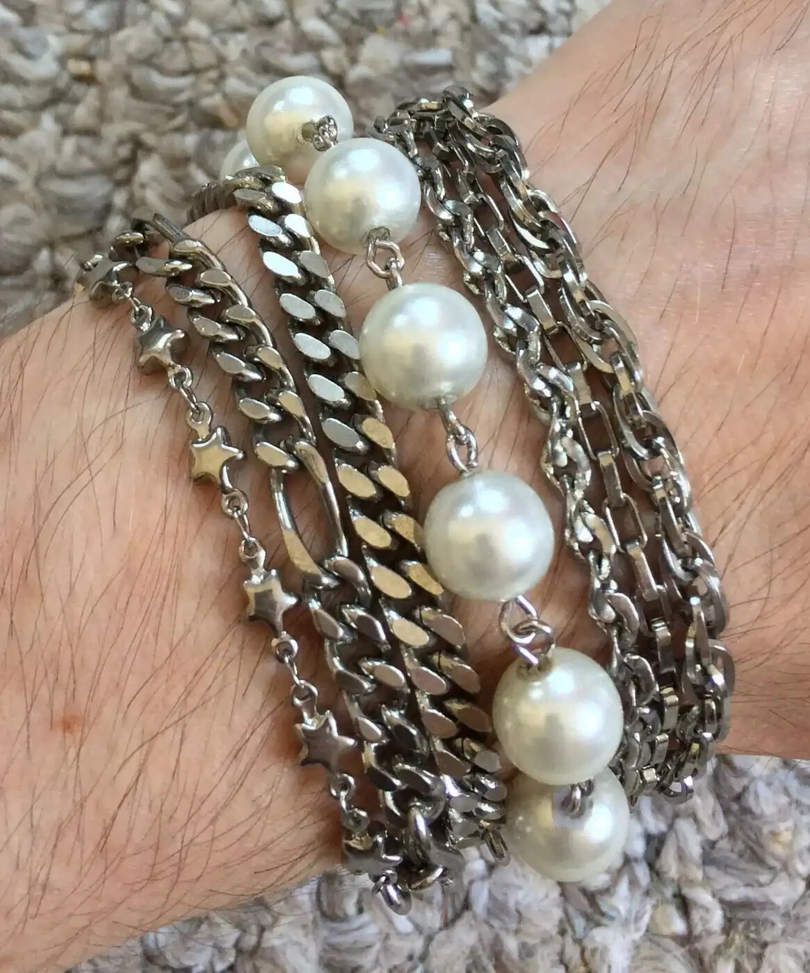 Hysteric Glamour 7 Chain Pearl Bracelet