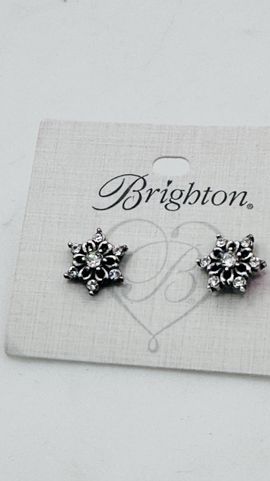 Brighton Crystal Snowflake Stud Earrings Silver Plated Floral Starburst Petite