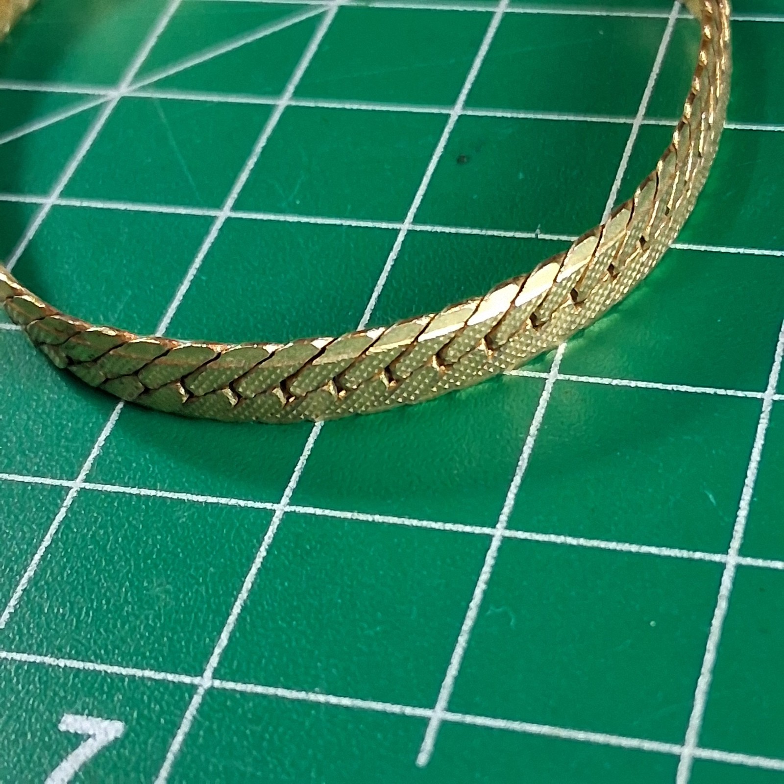 Vintage Monet Gold Tone Wide Band Fold Over Clasp Herringbone Chain Bracelet