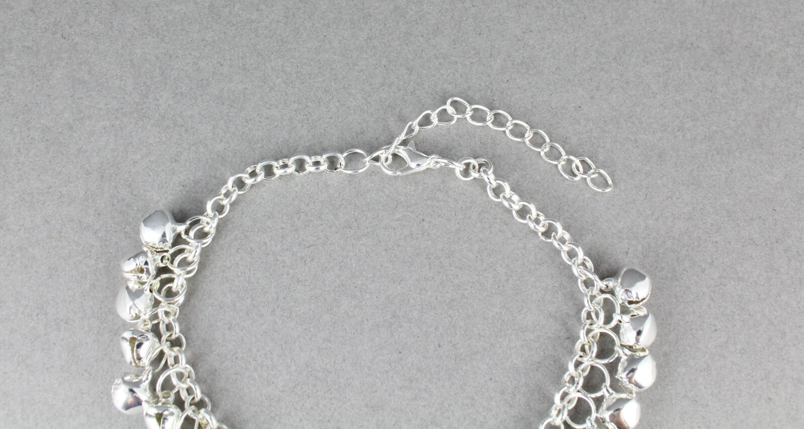 silver jingle bells adjustable anklet ankle bracelet belly dancer 8-10″ long