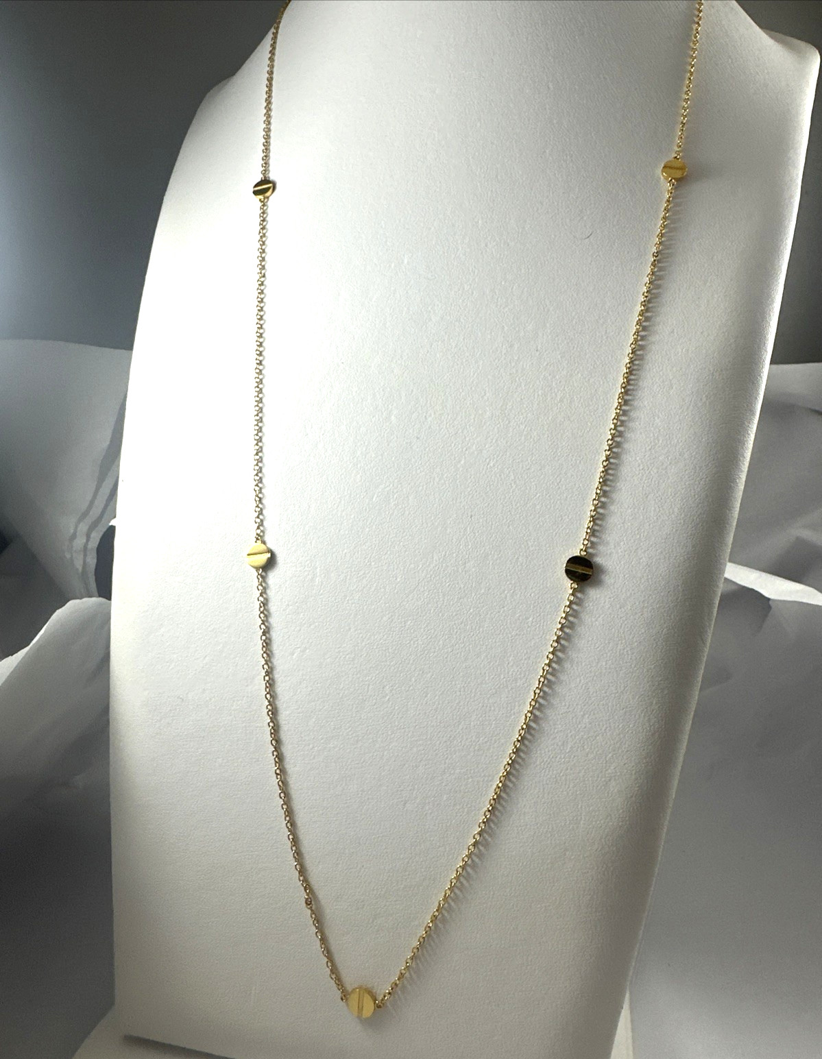 Designer Gorjana Screw Head Gold Plated Long Chain Layering Necklace – MSRP $89