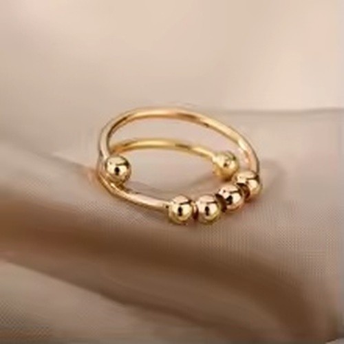 Anxiety Spinner Ring Adjustable Stainless Steel Anti Stress Bead Finger Ring