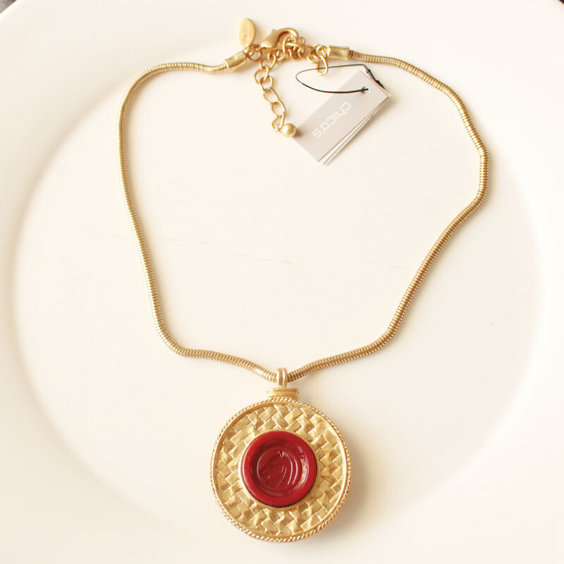New 16″ Chicos Round Tag Pendant Necklace Short Gift Fashion Women Party Jewelry