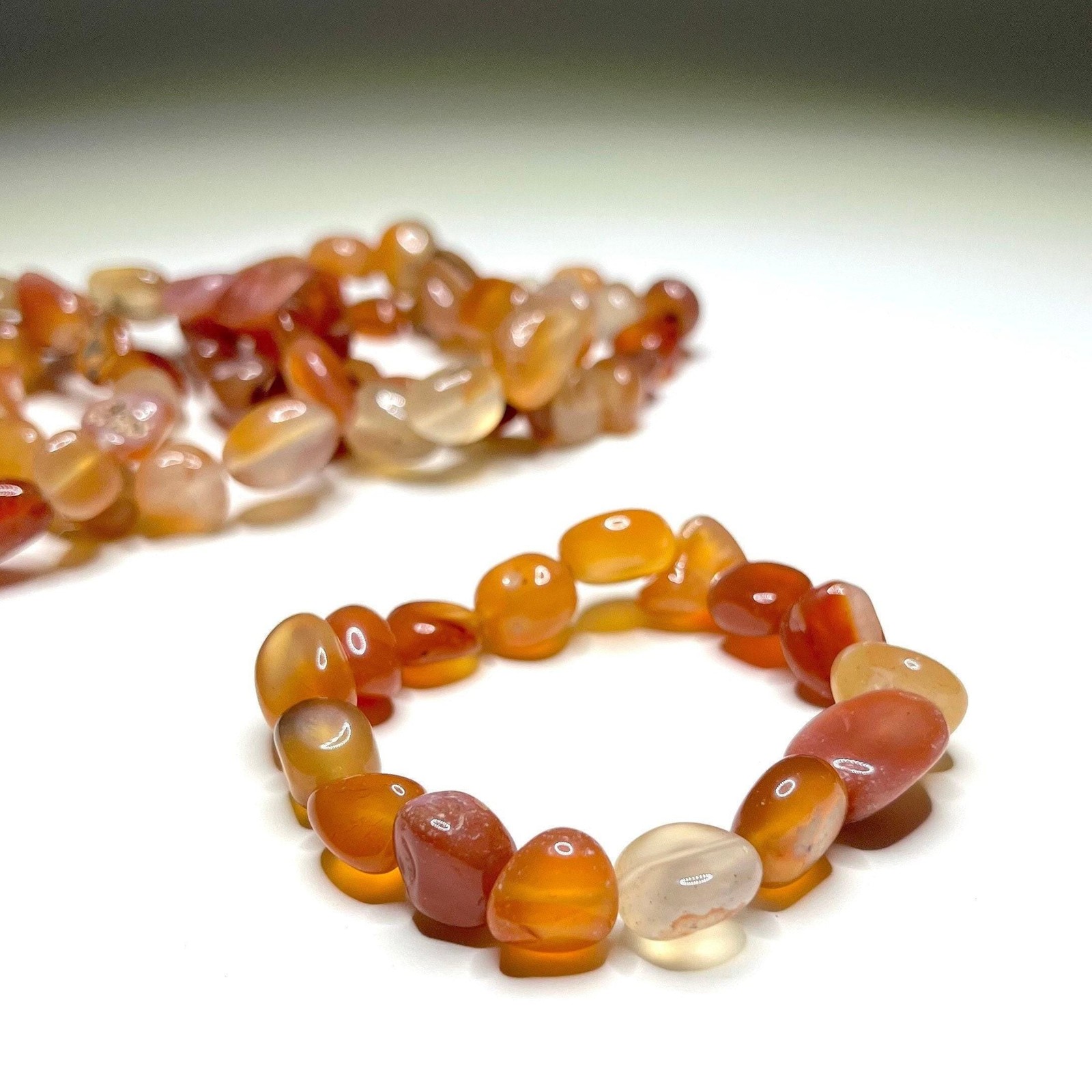 Carnelian Beaded Bracelet – Handmade Tumbled Crystal Bracelet