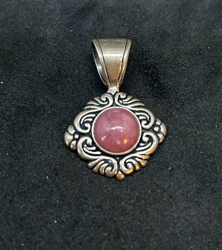 925 Sterling Carolyn Pollack Pink Stone Pendent 1.25in – 6.0g