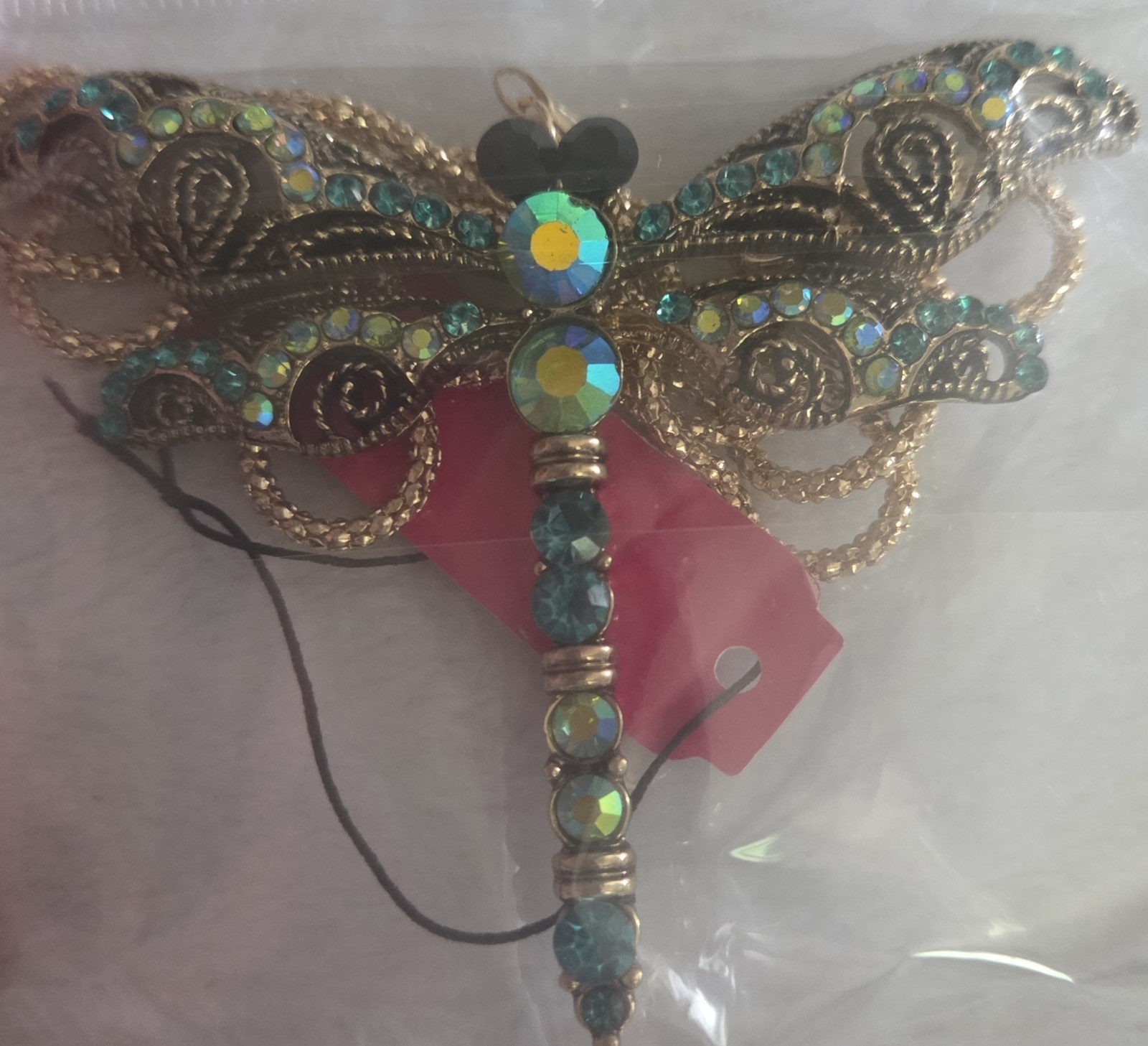 Fashion Women Blue/Green Enamel Dragonfly W Rhinestones Large Pendant/Necklace