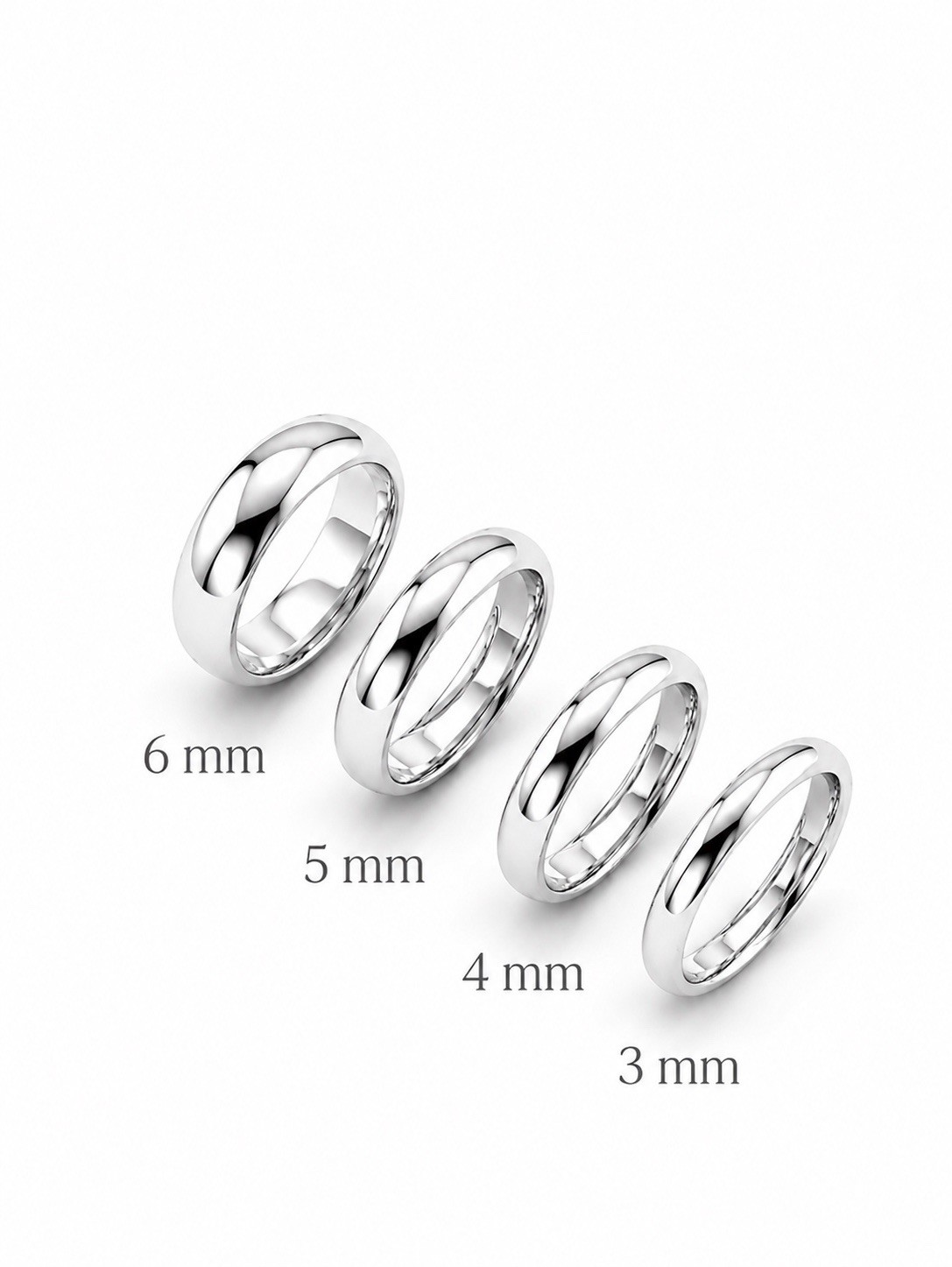 Platinum Plated Band Ring 3 mm | Simple Silver Dome Wedding Ring Minimal Jewelry