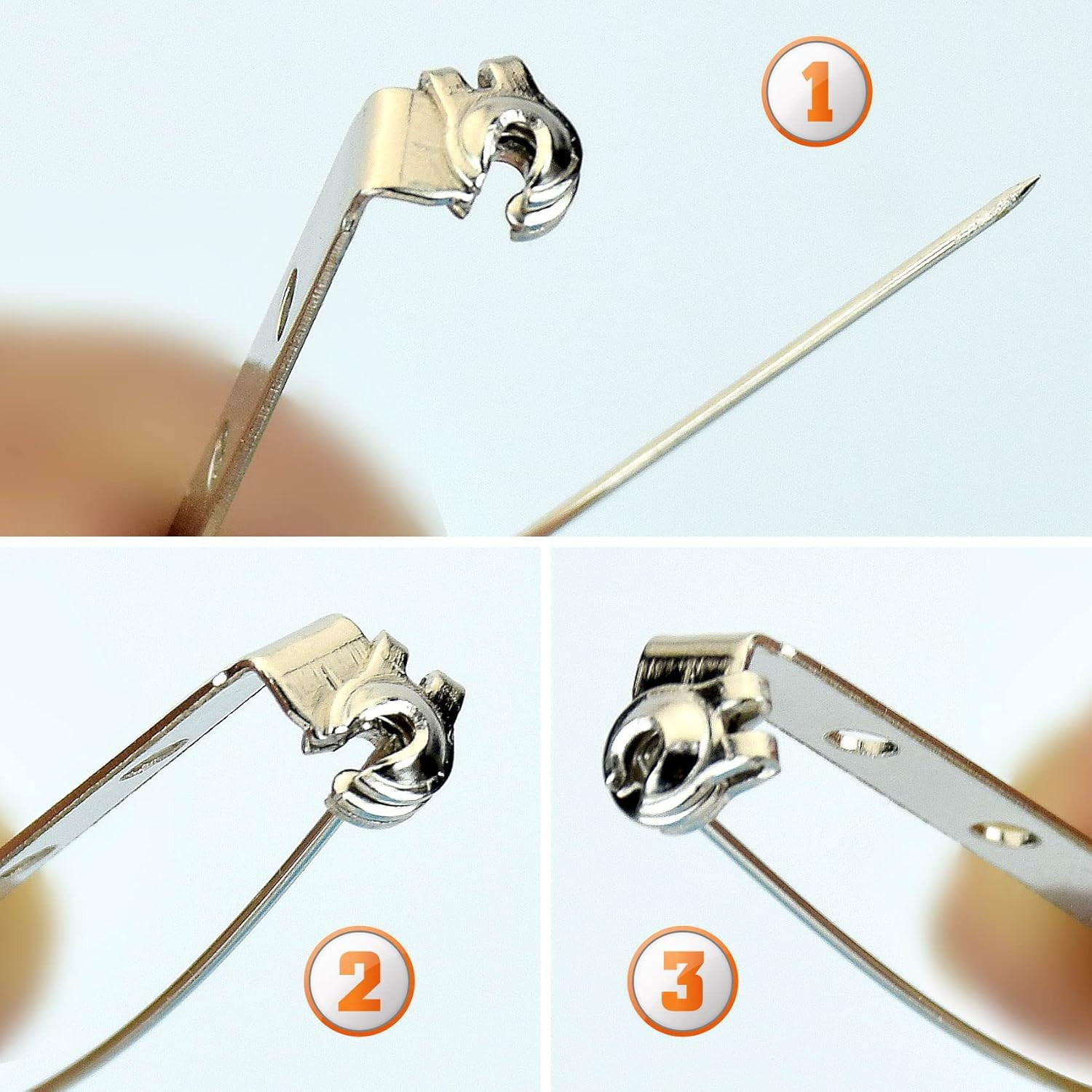30 Pcs Brooch Pins, Silver Bar Pins, Secure Back Clasp with Back Bar Fastener, P