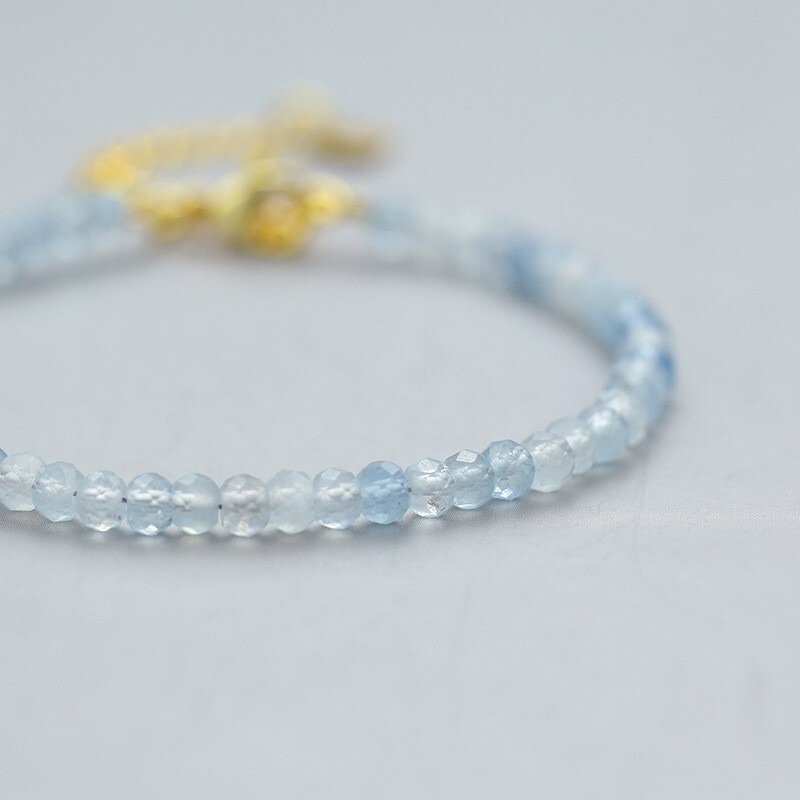 Aquamarine Dainty Delicate Bracelet Healing Natural Crystal Small Beads Bracelet
