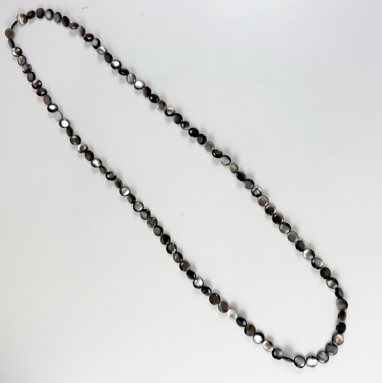 Long Statement Necklace Dark Gray Multi Beaded Layering