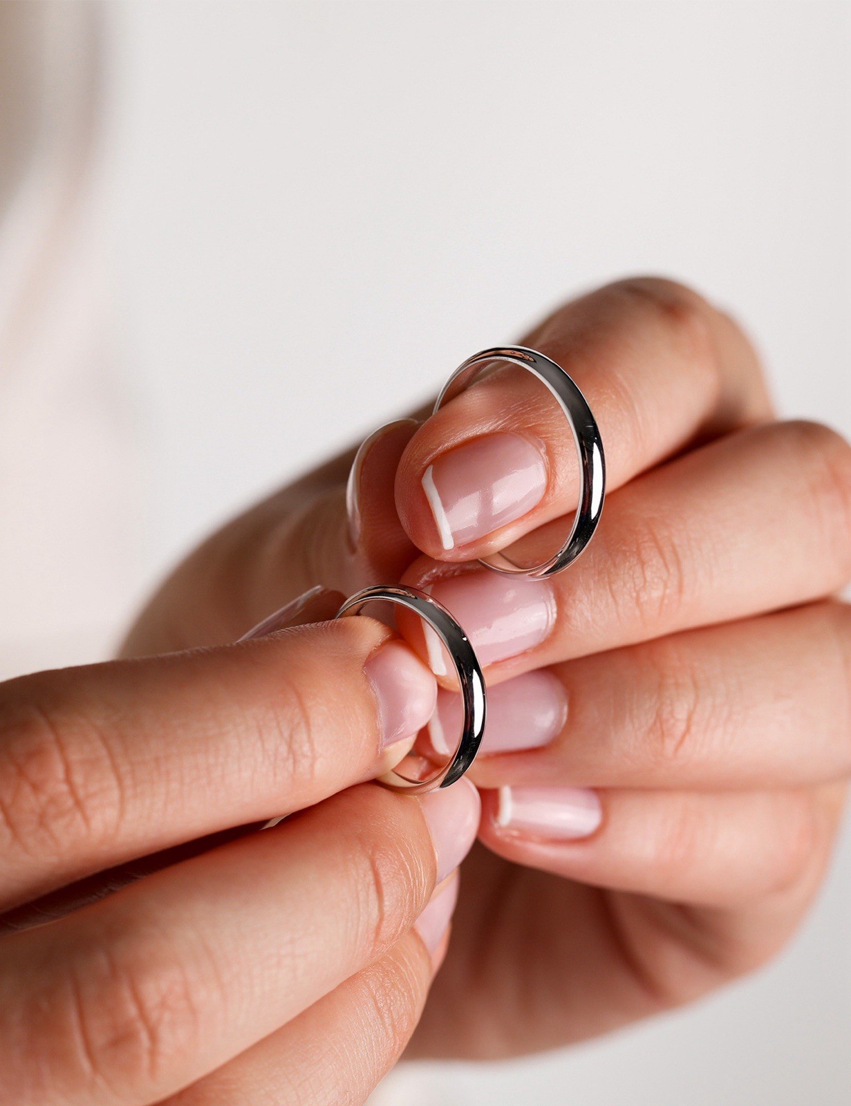 Platinum Plated Band Ring 3 mm | Simple Silver Dome Wedding Ring Minimal Jewelry