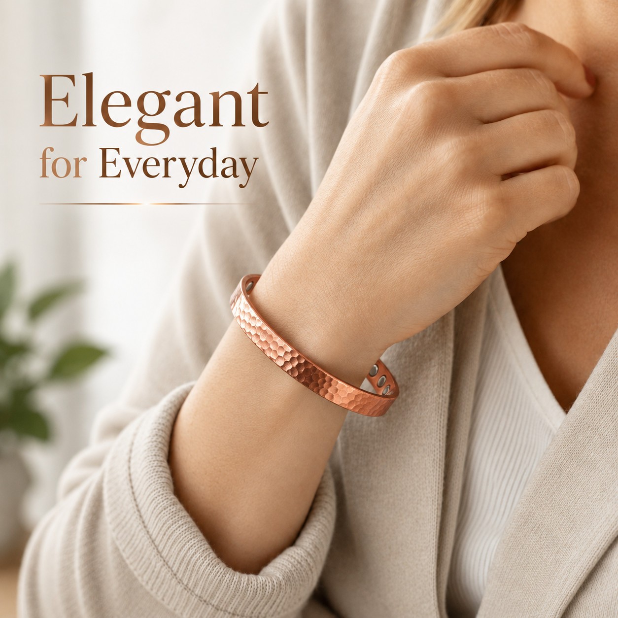 Magnetic Copper Bracelet Pure Solid Copper 6 Magnets Adjustable Cuff Women Men