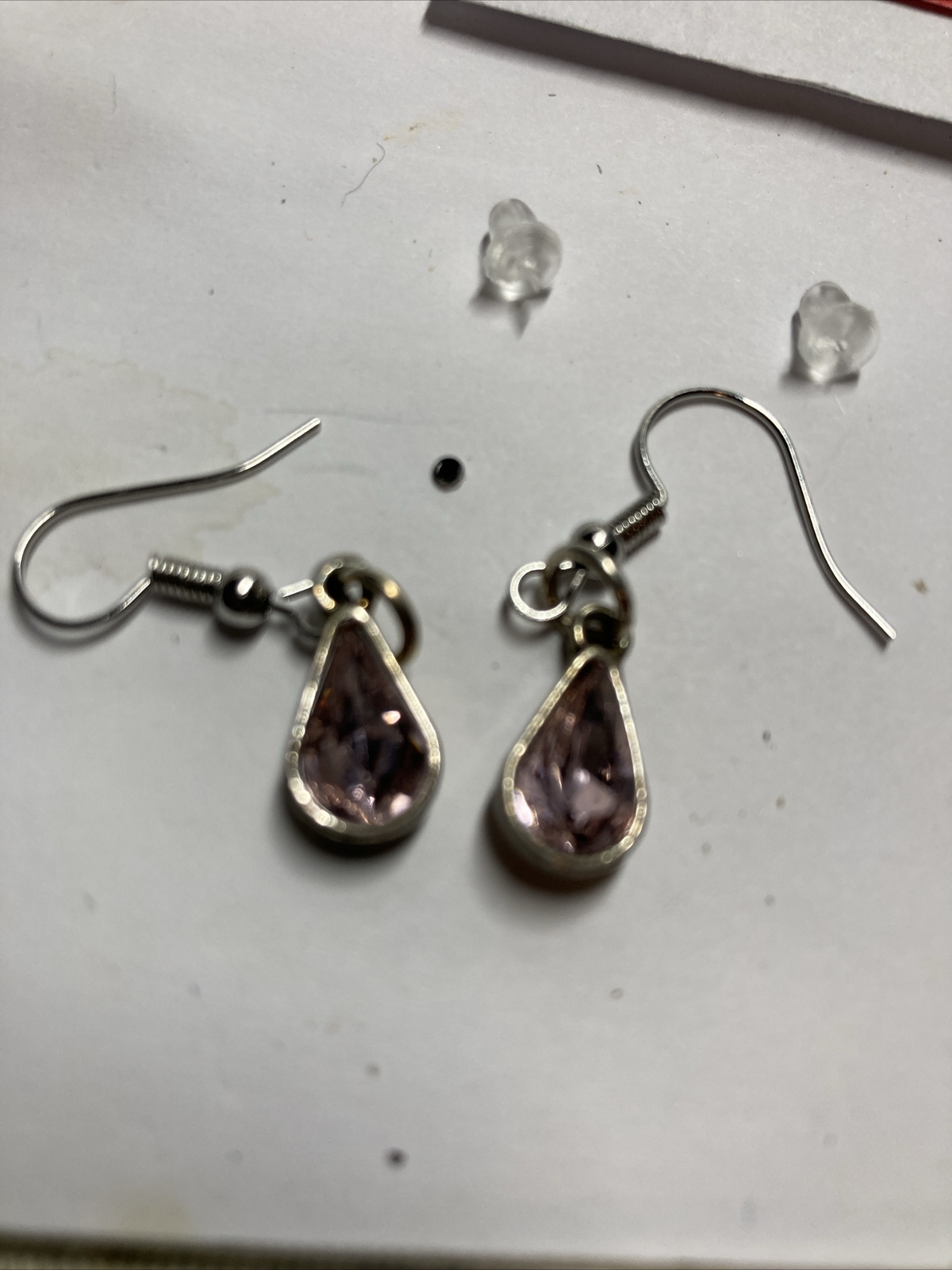 Light Pink Drop Earrings With Nickel Free Brass Hooks