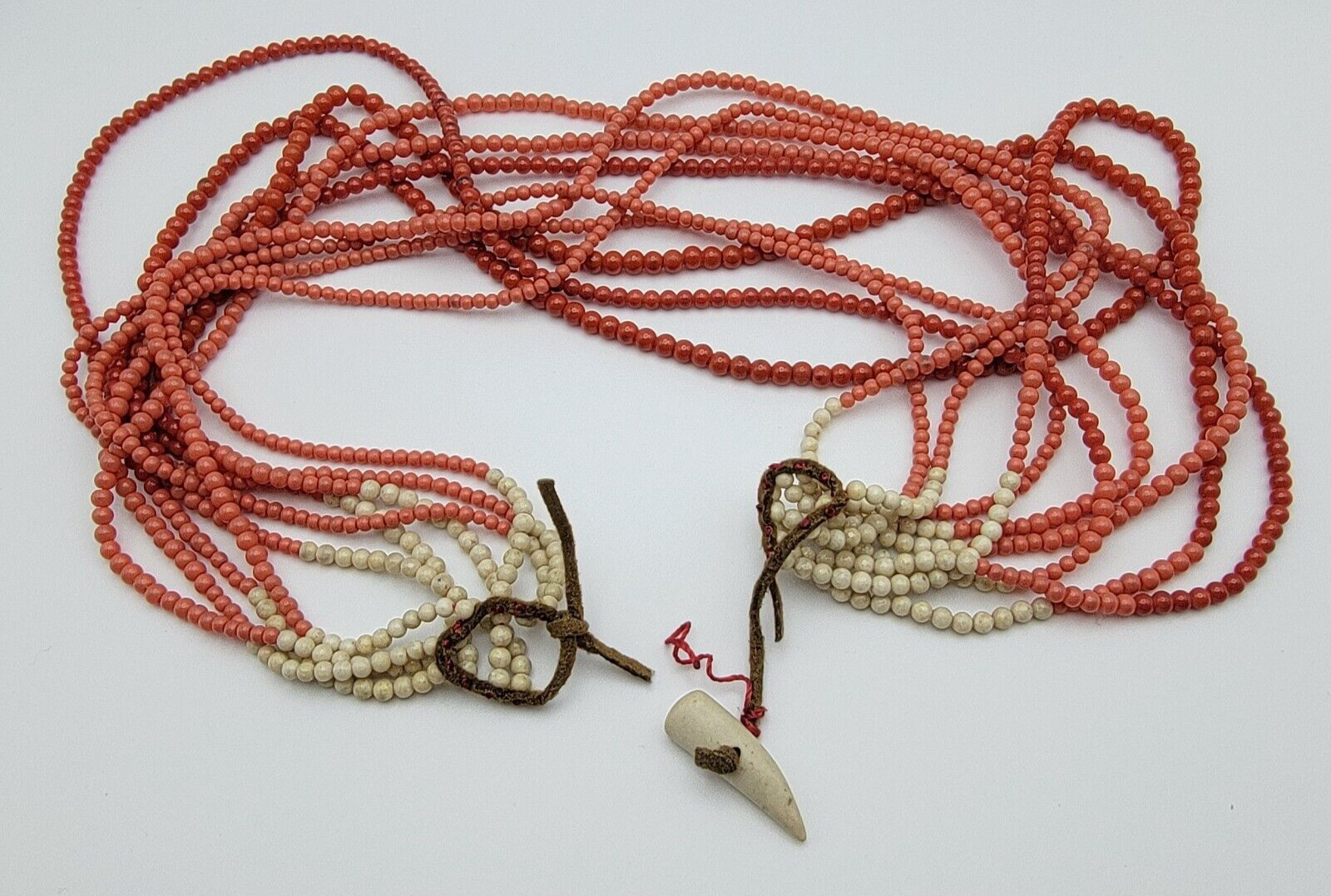 Vintage Multi Strand Coral Bead Necklace 10 Strand 21in Needs Repair G2U