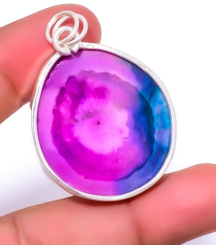 Purple Solar Quartz Eye Gemstone 925 Sterling Silver Jewelry Pendant 1.76″ A323
