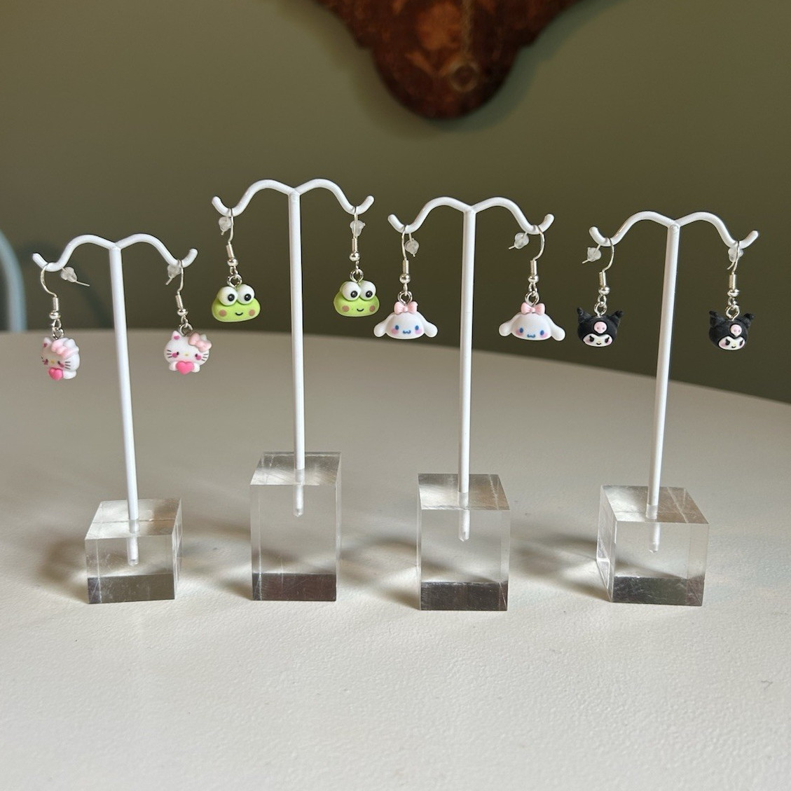 Handmade Sanrio Charm Drop Hook Earrings set of 4