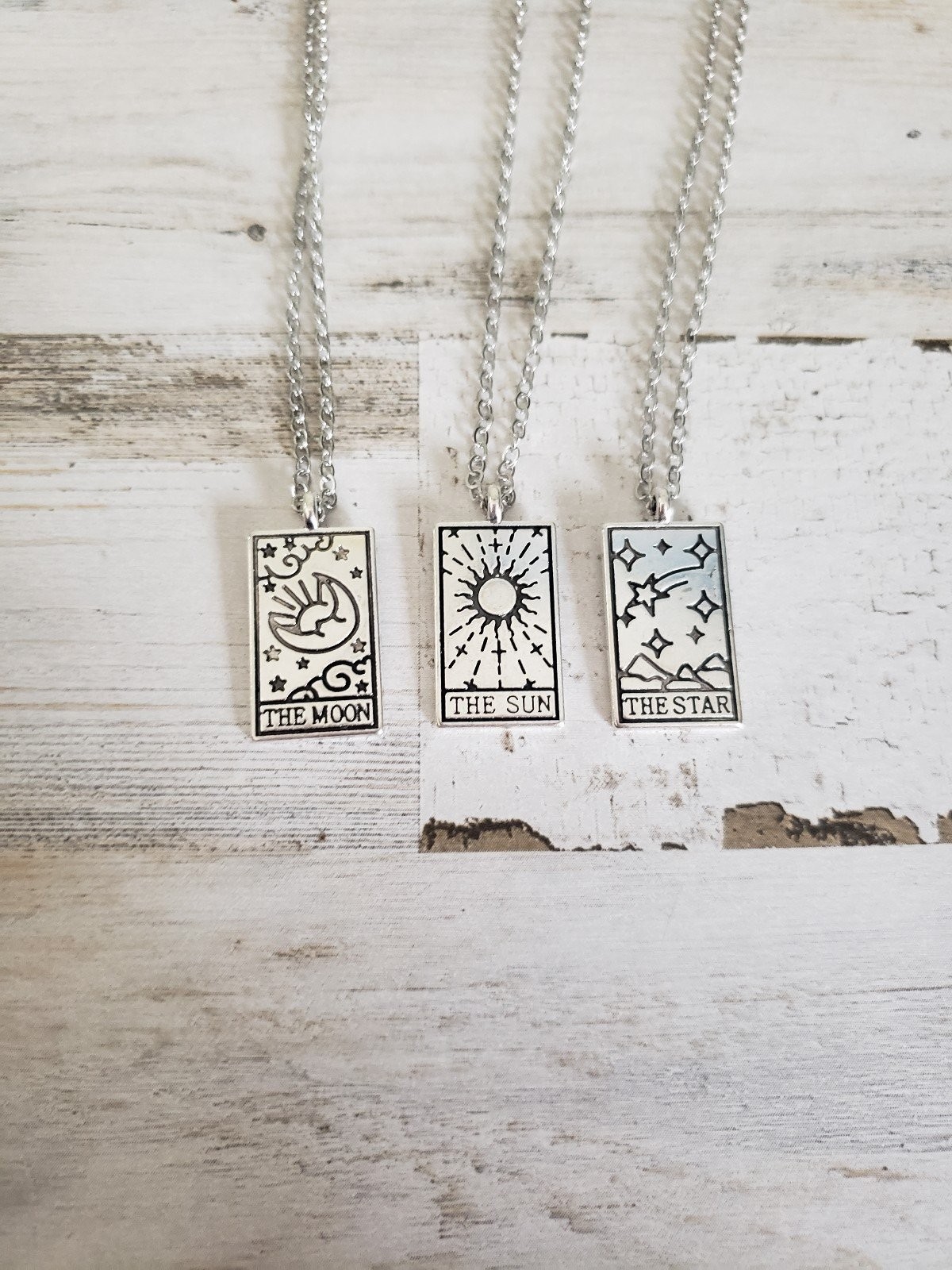 Tarot necklace fortune card sun moon stars jewelry gift past