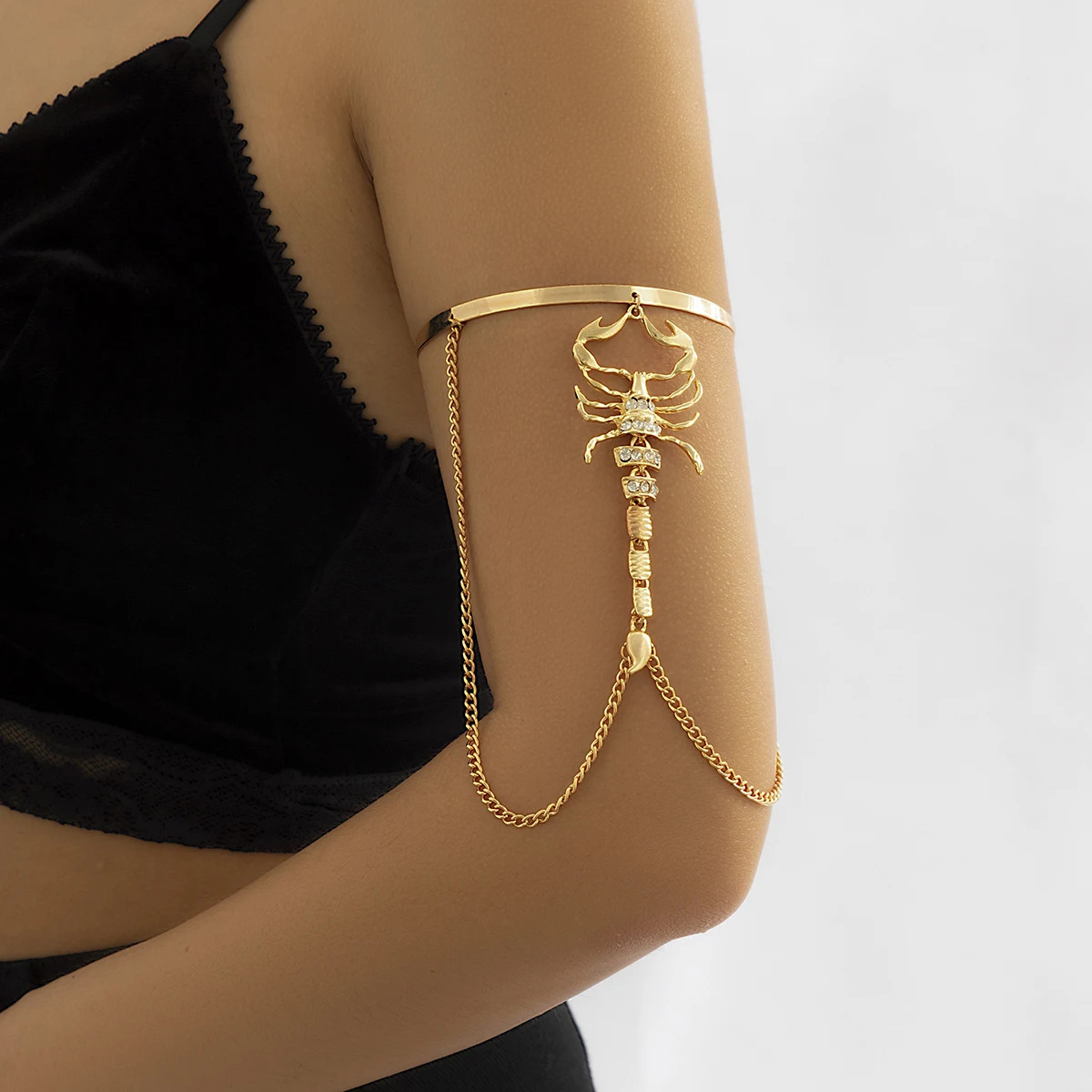 Gold Rhinestone Exaggerated Scorpion Bangle Vintage Punk Fashion Jewelry Women