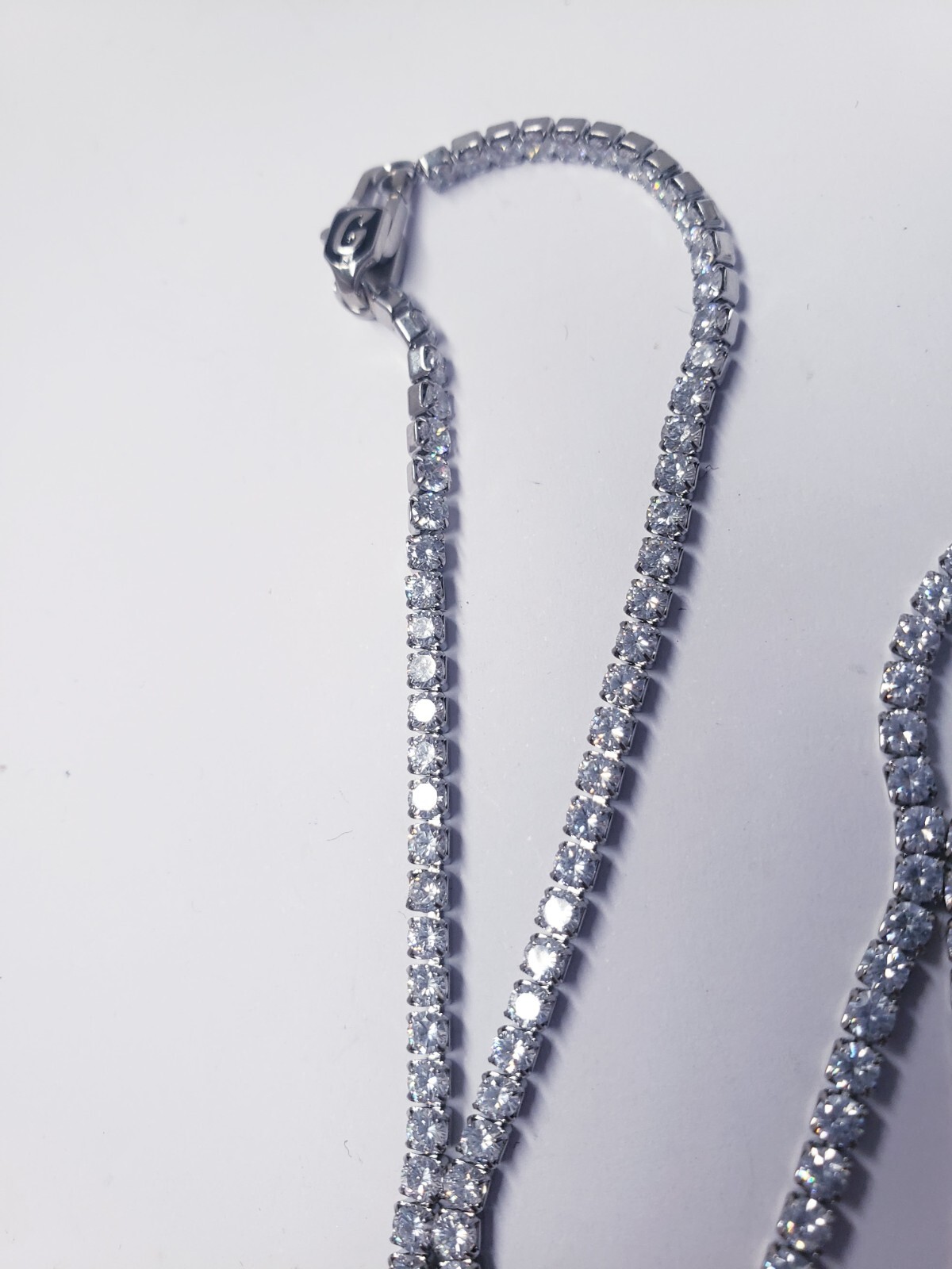 GLD SHOP Cubic Zirconia Tennis Necklace in White Gold Tone – 3mm 22″