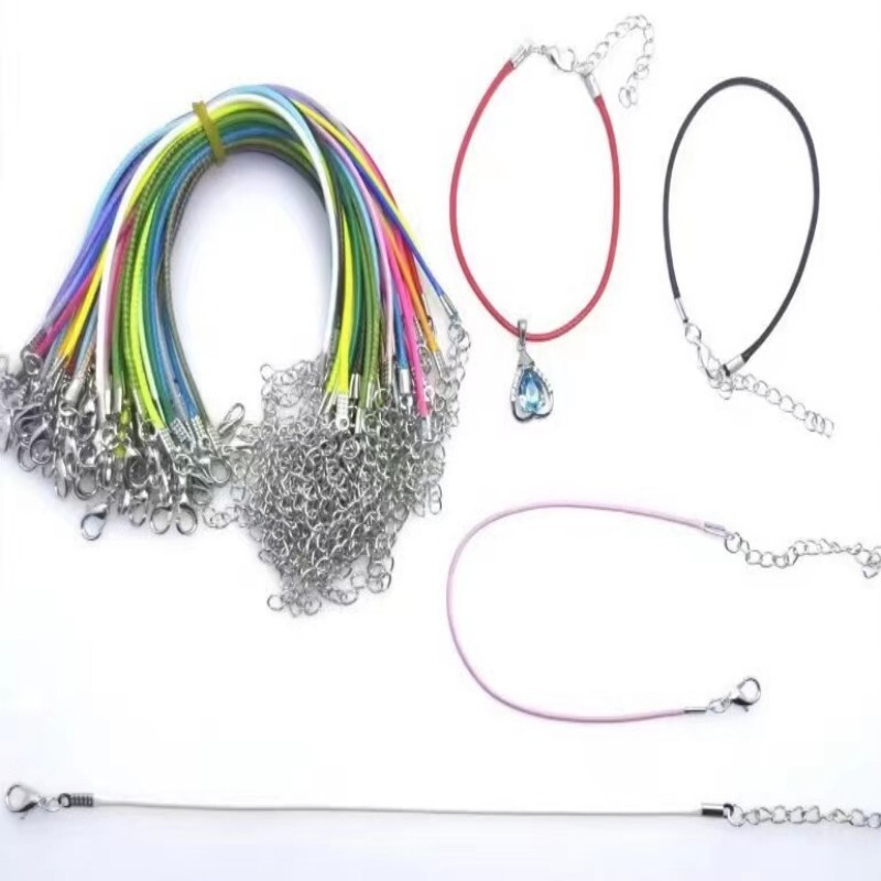 Colorful Necklace Braided Leather Rope Jewelry Making DIY Chain Cord w/Clasp