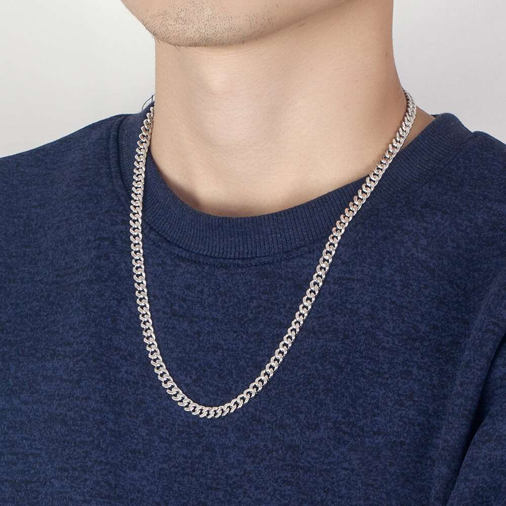 Solid 925 Sterling Silver Men’s Curb Chain Cuban Link Chain Necklace 5mm 18″-30″