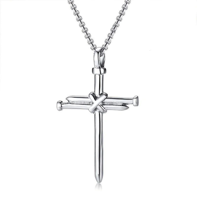 Mens Stainless Steel Cross Pendant Necklace Hip Hop Punk Rock Chain Jewelry