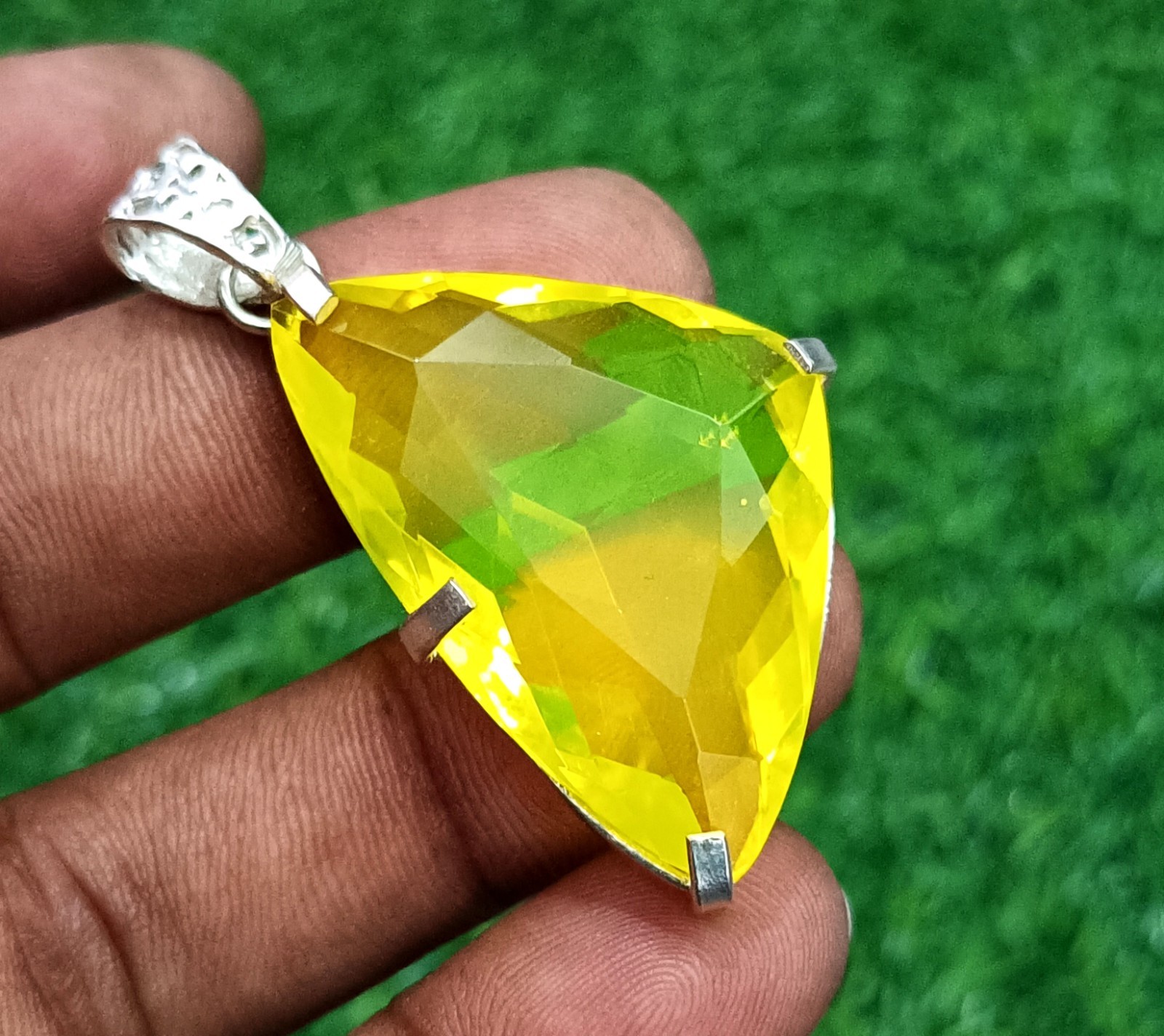 Certified 69.10 Ct Natural Yellow Opal 925 Solid Silver Pendant Loose Gemstone