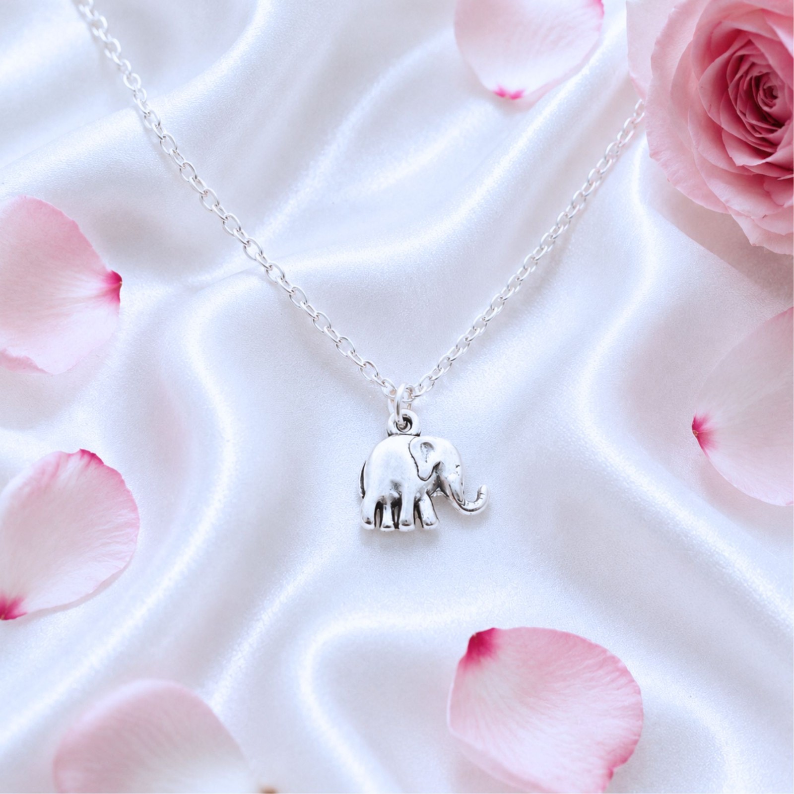 Dainty Boho Elephant Necklace Silver Good Luck Charm Pendant Animal Jewelry Gift