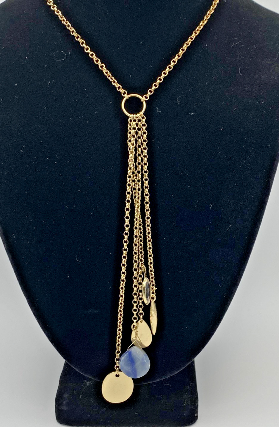 Target Brand Gold Tone 4 Strand Semi Precious Pendant Necklace 30″ + 3″ NWT