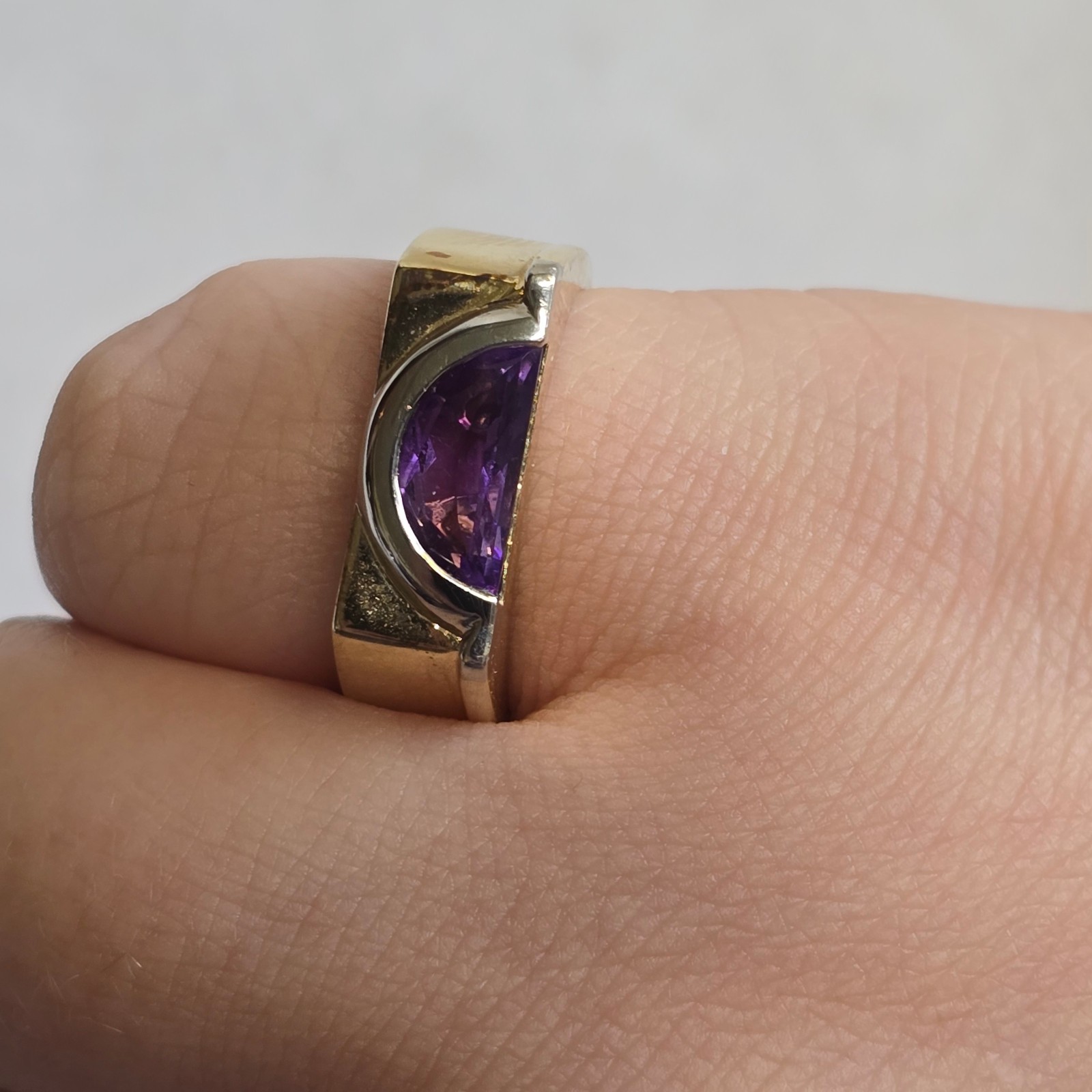 Sterling Silver Gold Vermeil Ring 9.61g Jewelry Size 10 Amethyst Color *READ*