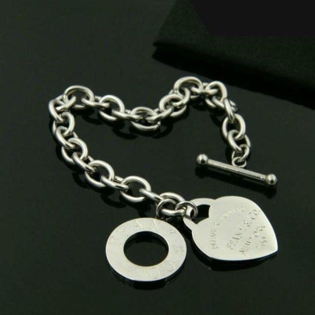 Gold Silver Stainless Steel Heart Charm Link Chain Flower Toggle Bracelet 7″ AC