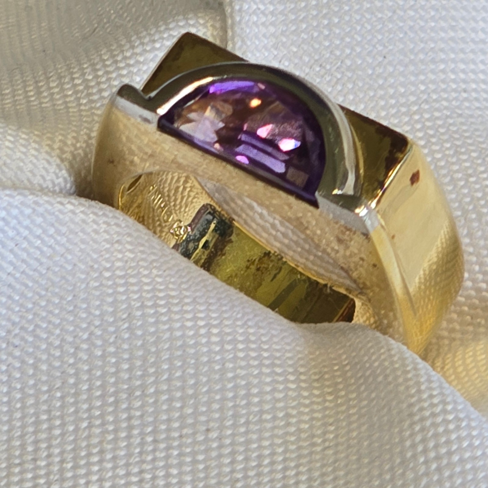 Sterling Silver Gold Vermeil Ring 9.61g Jewelry Size 10 Amethyst Color *READ*