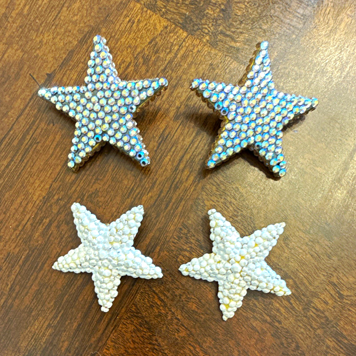 Lot of Vintage Richard Kerr Signed Starfish Clip-On Earrings Crystal Rhinestone
