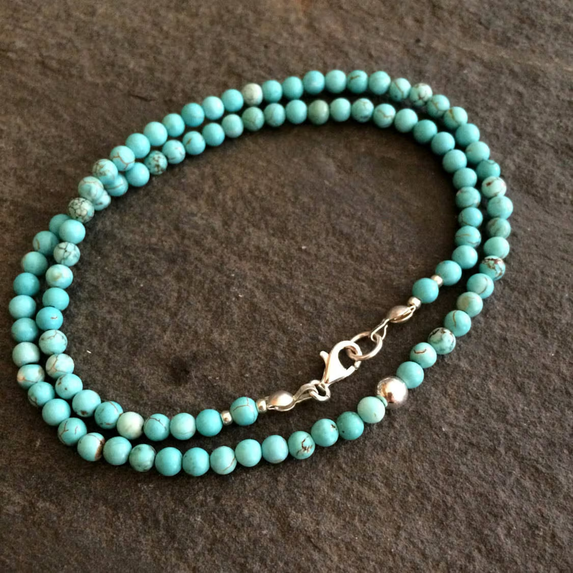 Natural Blue Turquoise Gemstone Beads Choker 3mm Healing Women’s Necklace Gift
