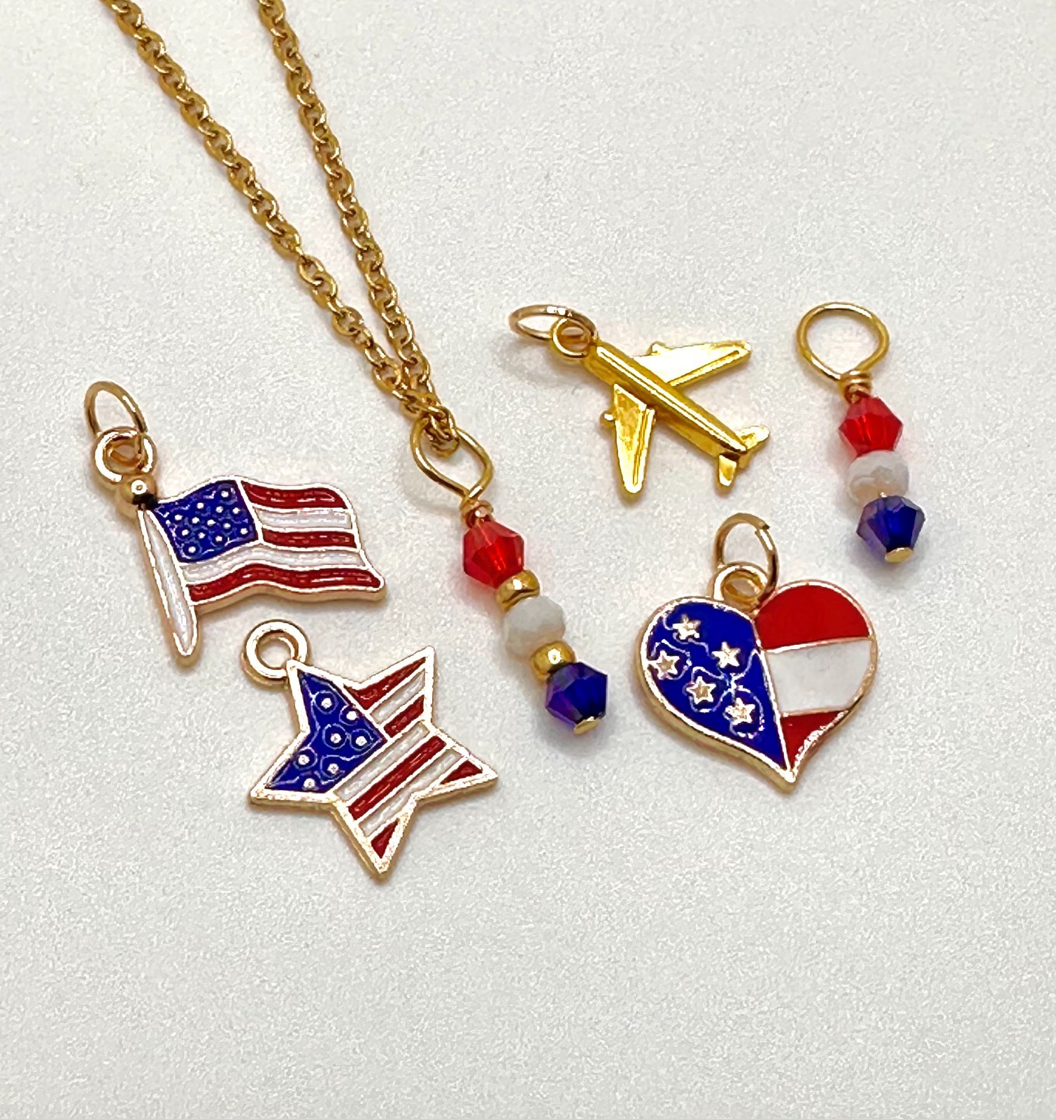Patriotic Necklace, Interchangeable (6 sets in 1), 4th of July, Military Events