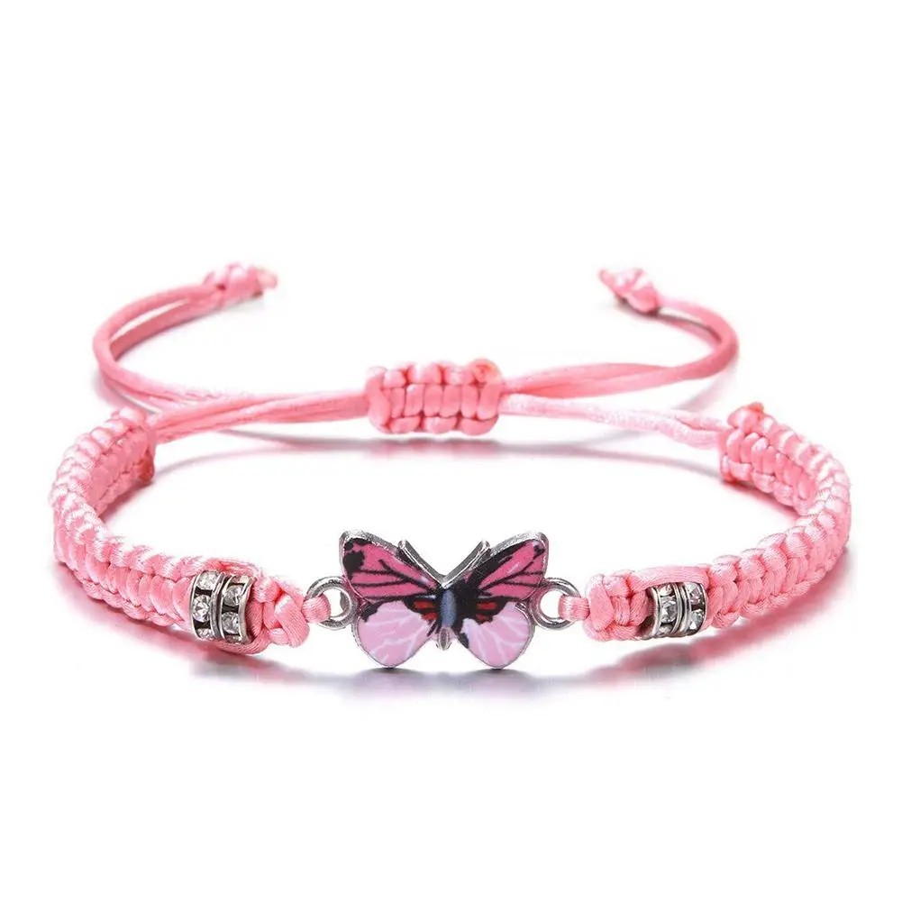 Fashion Handmade Purple Butterfly Flower Bracelet For Women Charm Sweet Animal
