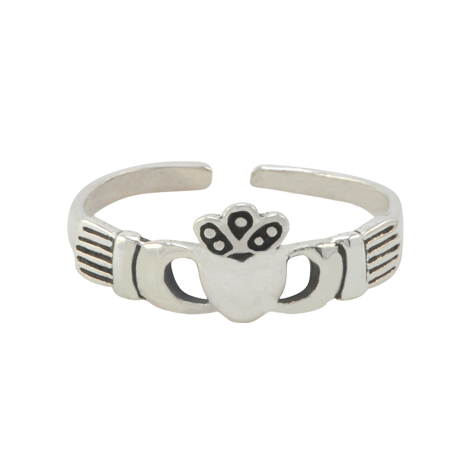 Sterling Silver Thin Plain Irish Claddagh Toe Ring Adjustable