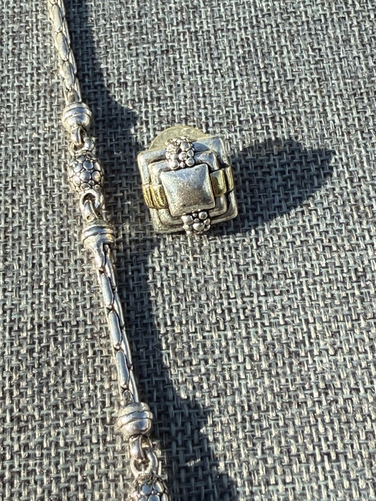 Silver & Gold Toned 17.5” Chain w/ Pendant & Matching Earring Set Ornate