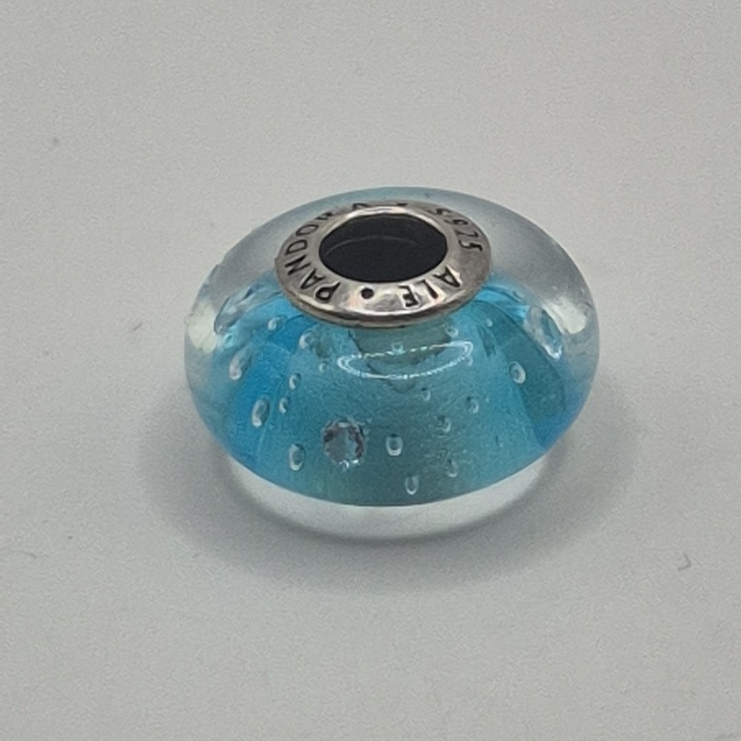 Genuine Pandora Retired Blue Effervescent Murano Glass Bead #791618CZ ALE 925