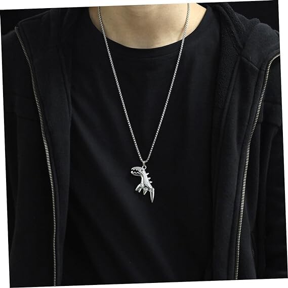 Movable Dinosaur Pendant Titanium Steel Necklace All-Match Stylish with Chain