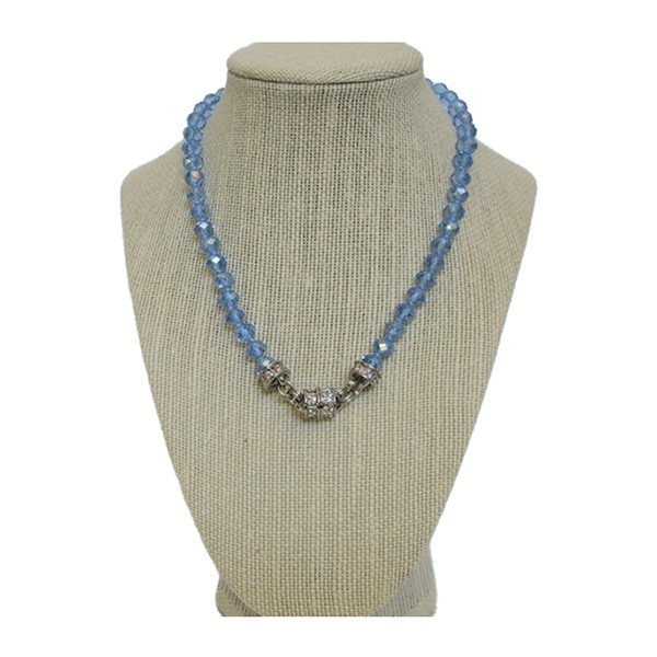 Kirks Folly Timeless Crystal Magnetic Necklace Silvertone Sky Blue Crystal Beads