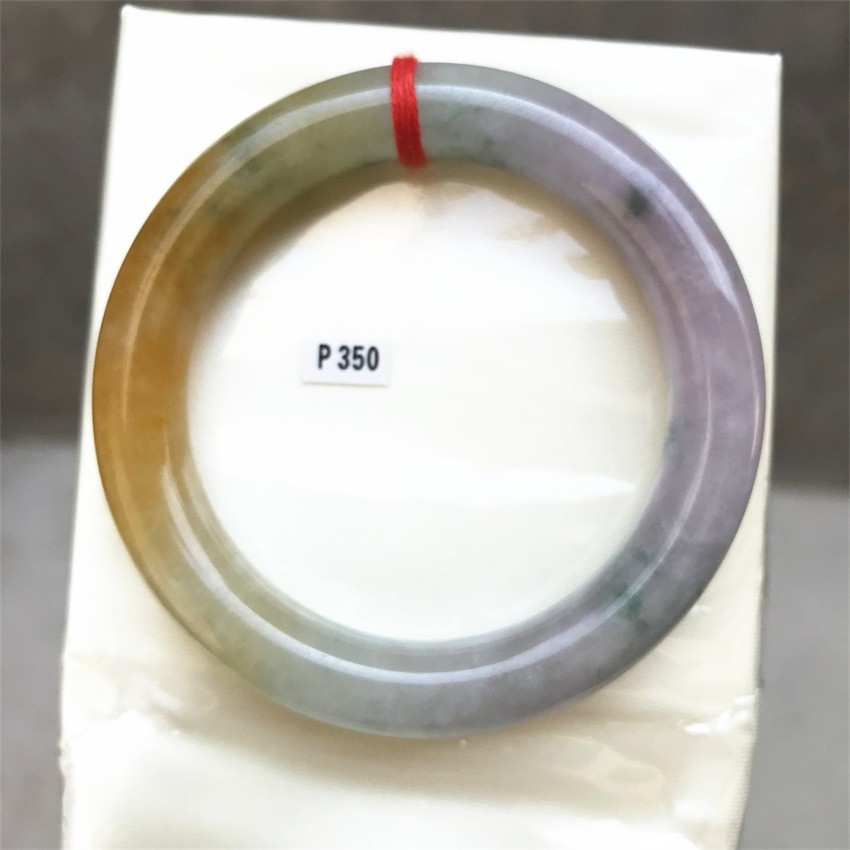 51.5MM Natural Ice Lavender Yellow Jadeite Jade Bracelet Emerald Jade Bracelet