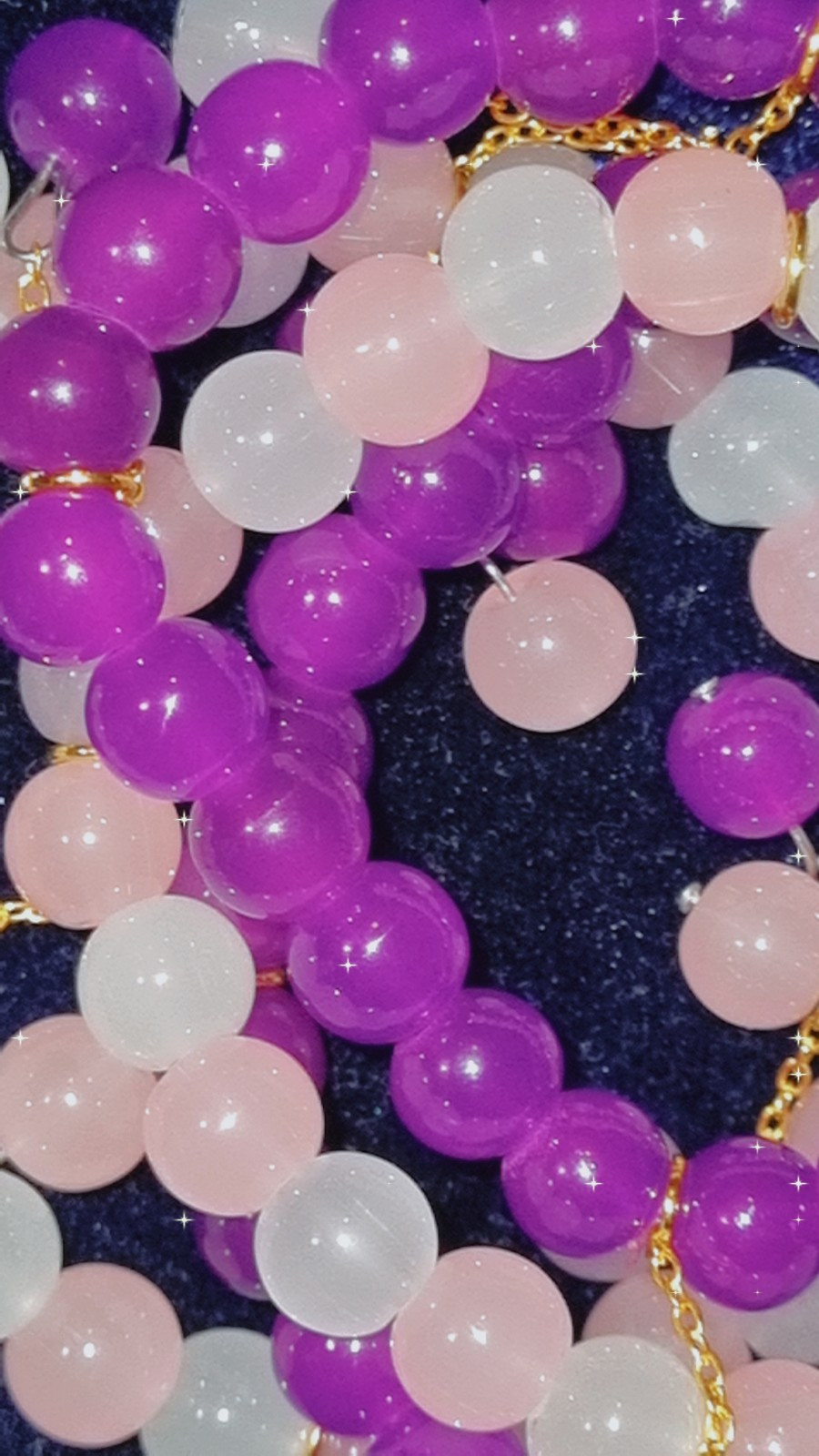 Pink And White Bead Bracelets Hand Jewellery Stretchy Elastic Glass Beads