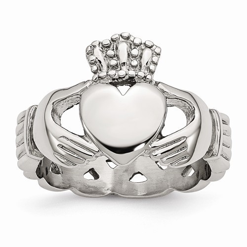 CHISEL BRAND STAINLESS STEEL BRAIDED CLADDAGH WEDDING BAND / RING- SIZE 6