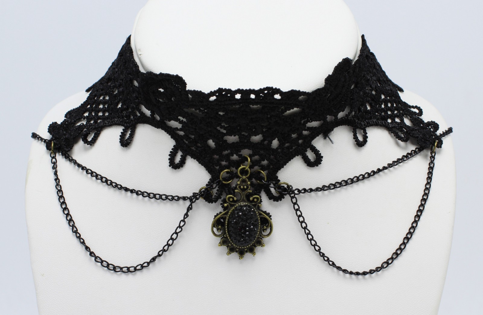 New Gothic Lace Choker Necklace with Cameo Pendant #N2718