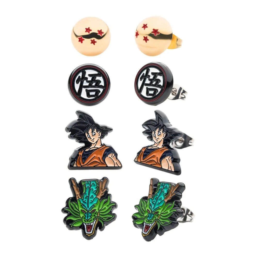 Earrings – SalesOne Dragon Ball Z Goku Shenron Embossed Ear Rings Set 4 Pairs GT