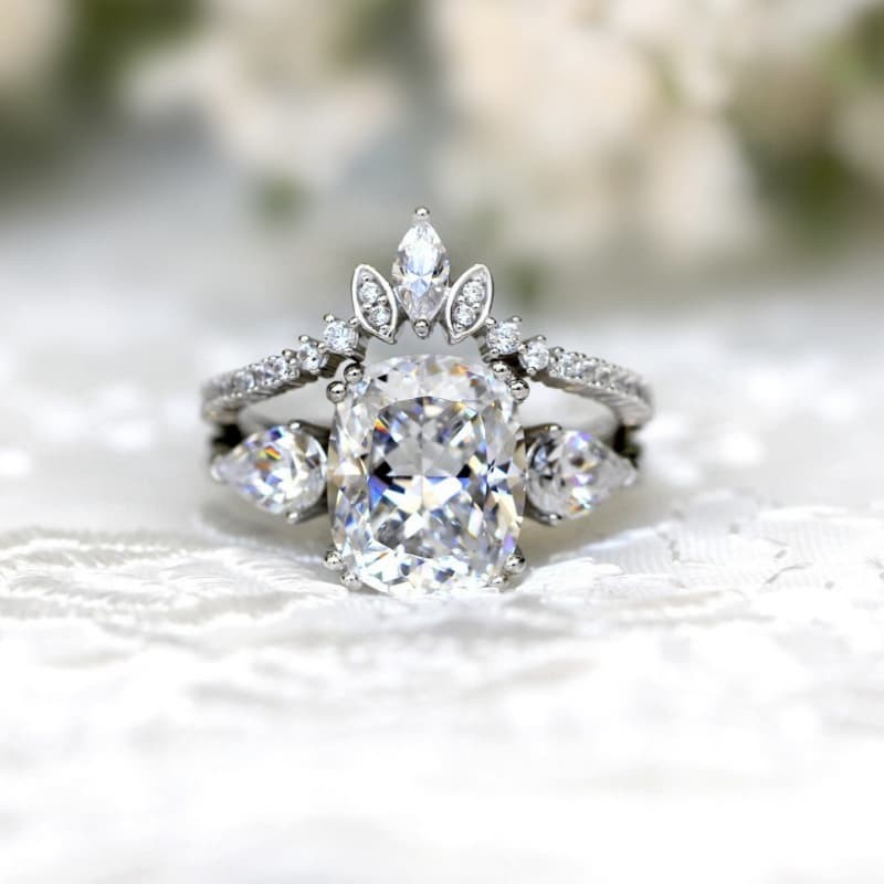 Cubic Zircon Diamond Rings Bridal-Ring Finger Ring 2 Set Engagement Couple Gift