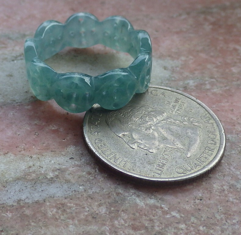 Certified Icy Green Natural A Jadeite Jade Coin Circle Ring NO.8 戒指 111389 TS